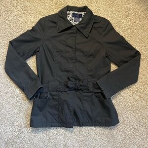 RAG - Black trench-like collared jacket with tie feature & snap buttons